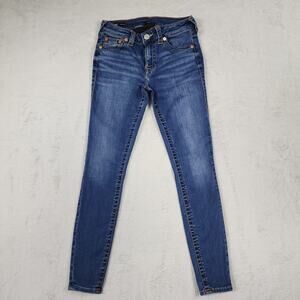True Religion Jennie Curvy Mid Rise Skinny Jeans Womens 27 Medium Wash Whiskered